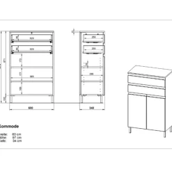 Germania Badkamerkast Torres 60cm met 2 deuren & 2 lades - eikdecor/wit Online