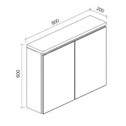 Badplaats Badkamerkast Paso 80 x 20 x 60 cm - Beton Grijs - Spiegelkast Badkamer Clearance