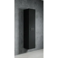 Badplaats Badkamerkast Venus 30 x 30 x 160 cm - Zwart - Hangende Kolomkast met Best