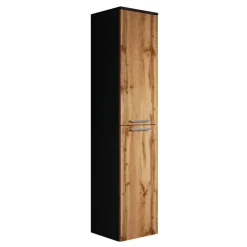 Badplaats Badkamerkast Venus 30 x 30 x 160 cm - Eiken met Zwart - Hangende Hot