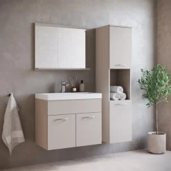 Badplaats Badkamermeubel Set Montreal 60 x 35 cm - Beige - Badmeubel met spiegel Online