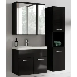 Badplaats Badkamermeubel Set Montreal 60 cm - Zwart Hoogglans - Badmeubel met Online