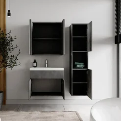 Badplaats Badkamermeubel Set Montreal 60 cm - Donker Grijs - Badmeubel met Online