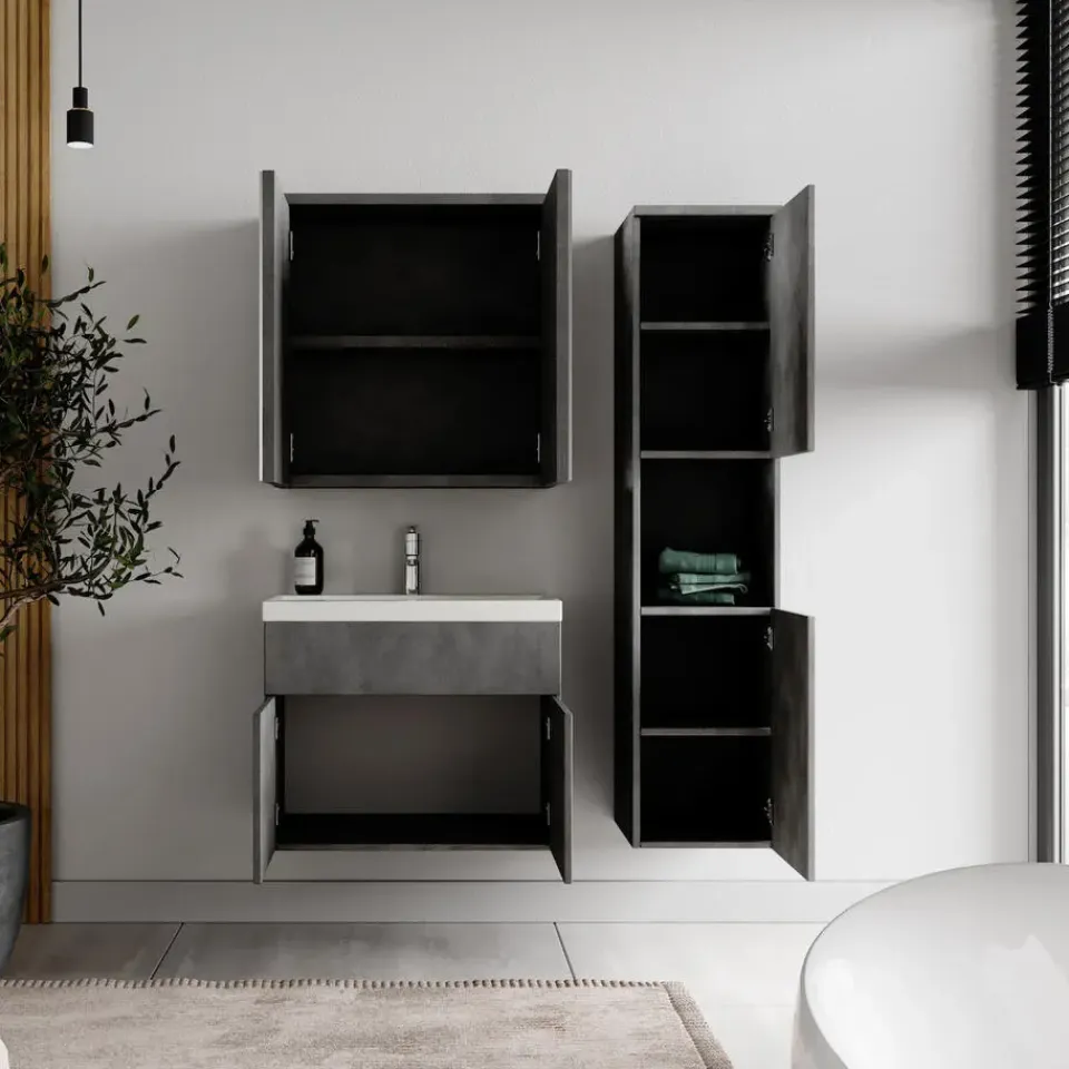 Badplaats Badkamermeubel Set Montreal 60 cm - Donker Grijs - Badmeubel met Online