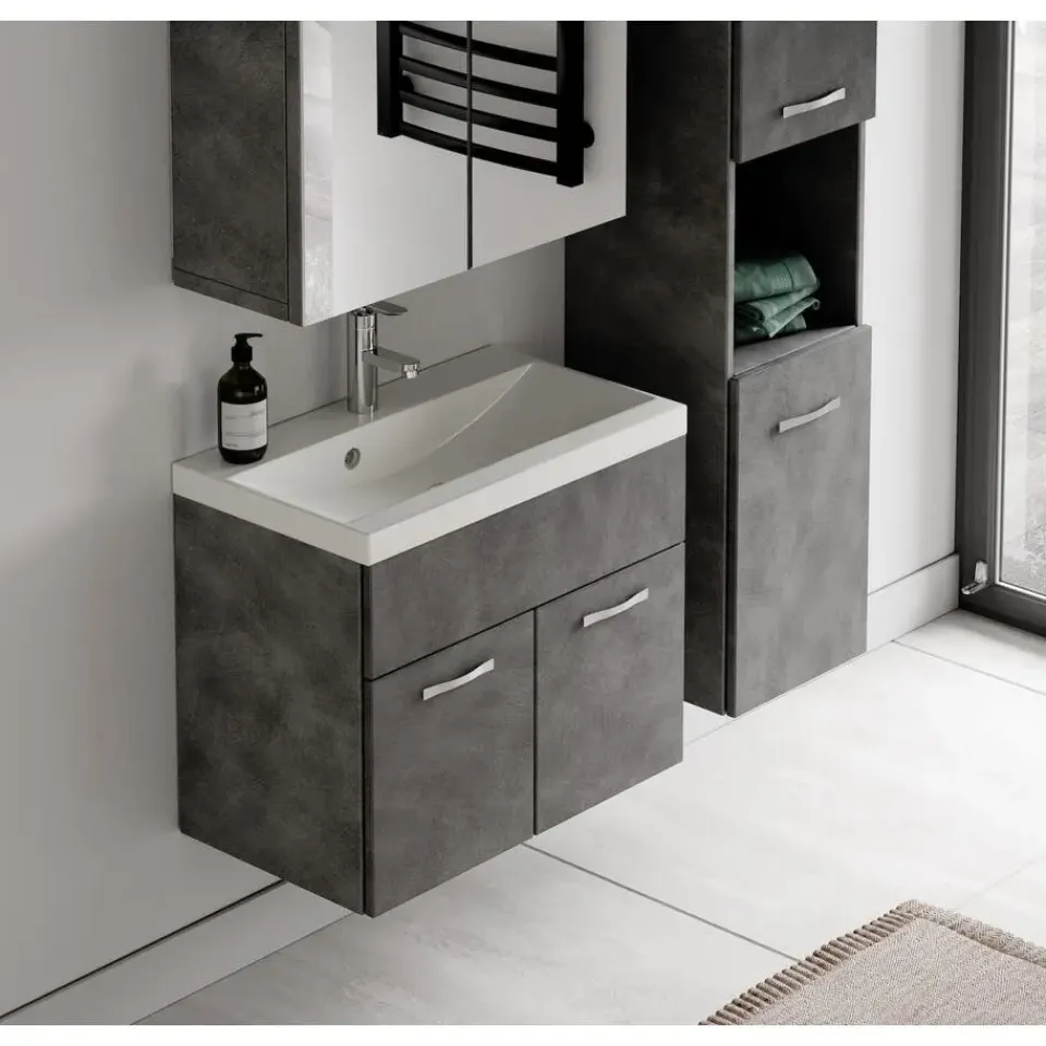 Badplaats Badkamermeubel Set Montreal 60 cm - Donker Grijs - Badmeubel met Online