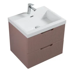 Badplaats Badkamermeubel Set Thermis 60cm - Roze - Badmeubel met Wastafel Outlet