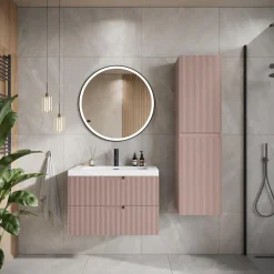 Badplaats Badkamermeubel Set Thermis 60cm - Roze - Badmeubel met Wastafel Outlet