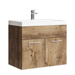 Badplaats Badkamermeubel Montreal 60 x 35 cm – Bruin Eiken – Wastafel met