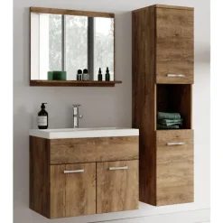 Badplaats Badkamermeubel Montreal 60 x 35 cm – Bruin Eiken – Wastafel met