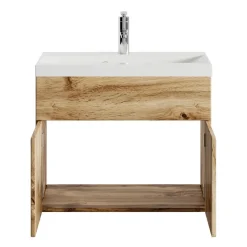 Badplaats Badkamermeubel Montreal 60 x 35 cm – Eiken – Wastafel met Onderkast Hot