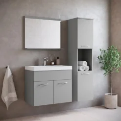 Badplaats Badkamermeubel Set Montreal 60 x 35 cm - Mat Grijs - Badmeubel met Hot