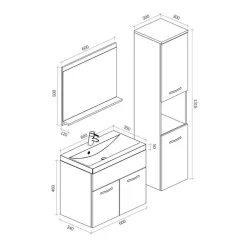 Badplaats Badkamermeubel Set Montreal 60 x 35 cm - Mat Grijs - Badmeubel met Hot