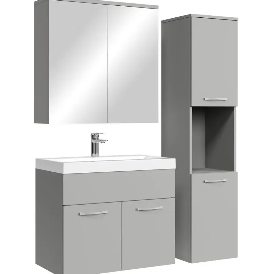 Badplaats Badkamermeubel Set Montreal 60 cm - Mat Grijs - Badmeubel met Outlet