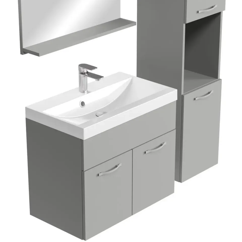 Badplaats Badkamermeubel Set Montreal 60 cm - Mat Grijs - Badmeubel met Outlet