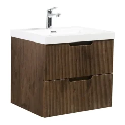 Badplaats Badkamermeubel Set Thermis 60cm - Walnoot Bruin - Badmeubel met Sale