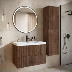 Badplaats Badkamermeubel Set Thermis 60cm - Walnoot Bruin - Badmeubel met Sale