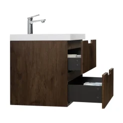 Badplaats Badkamermeubel Set Thermis 60cm - Walnoot Bruin - Badmeubel met Sale