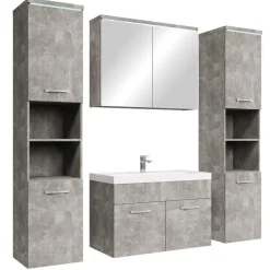 Badplaats Badkamermeubel Set Paso XL 80 x 40 cm - Beton Grijs - Badmeubel met New