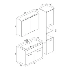 Badplaats Badkamermeubel Set Paso XL 80 x 40 cm - Eiken - Badmeubel met