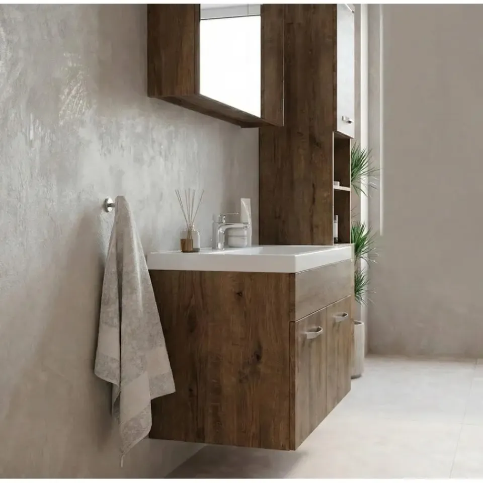 Badplaats Badkamermeubel Set Paso 80 x 40 cm - Bruin Eiken - Badmeubel met Best