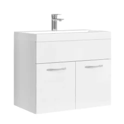 Badplaats Badkamermeubel Montreal 60 x 35 cm – Hoogglans Wit – Wastafel met New