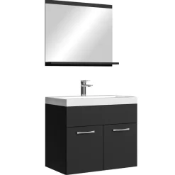 Badplaats Badkamermeubel Montreal Set 02 60 x 35 cm - Mat zwart - Badmeubel met New