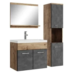 Badplaats Badkamermeubel Set Montreal 60 cm - Kastanje Eiken met Donker Grijs -