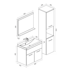 Badplaats Badkamermeubel Set Montreal 60 cm - Kastanje Eiken met Donker Grijs -