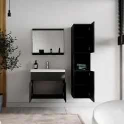 Badplaats Badkamermeubel Set Montreal 60 x 35 cm - Zwart Hoogglans - Badmeubel Outlet