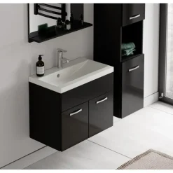 Badplaats Badkamermeubel Set Montreal 60 x 35 cm - Zwart Hoogglans - Badmeubel Outlet