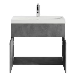 Badplaats Badkamermeubel Montreal 60 x 35 cm – Donker Grijs – Wastafel met Outlet