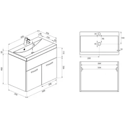 Badplaats Badkamermeubel Montreal 60 x 35 cm – Donker Grijs – Wastafel met Outlet