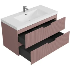 Badplaats Badkamermeubel Set Thermis 100cm - Roze - Badmeubel met Wastafel Discount