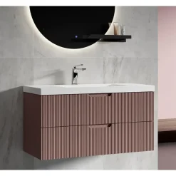 Badplaats Badkamermeubel Set Thermis 100cm - Roze - Badmeubel met Wastafel Discount