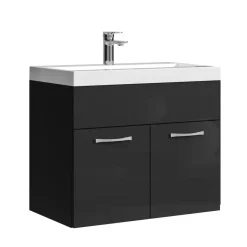 Badplaats Badkamermeubel Montreal 60 x 35 cm – Zwart Hoogglans – Wastafel met Outlet