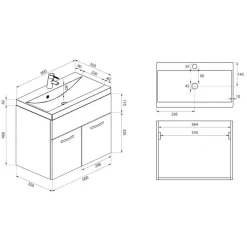 Badplaats Badkamermeubel Set Montreal XL 60 x 35 cm - Beige - Badmeubel met Discount