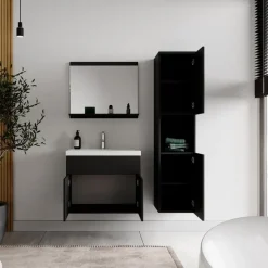 Badplaats Badkamermeubel Set Montreal 60 x 35 cm - Mat zwart - Badmeubel met