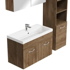 Badplaats Badkamermeubel Set Paso XL 80 x 40 cm - Bruin Eiken - Badmeubel met Hot