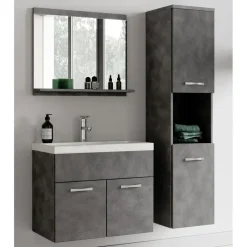 Badplaats Badkamermeubel Set Montreal 60 x 35 cm - Grijs - Badmeubel met spiegel New