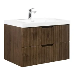 Badplaats Badkamermeubel Set Thermis 80cm - Walnoot Bruin - Badmeubel met New