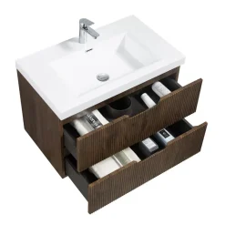 Badplaats Badkamermeubel Set Thermis 80cm - Walnoot Bruin - Badmeubel met New