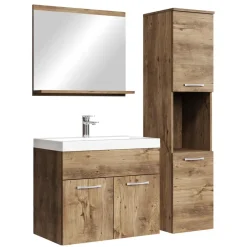 Badplaats Badkamermeubel Set Montreal 60 x 35 cm - Bruin Eiken - Badmeubel met New