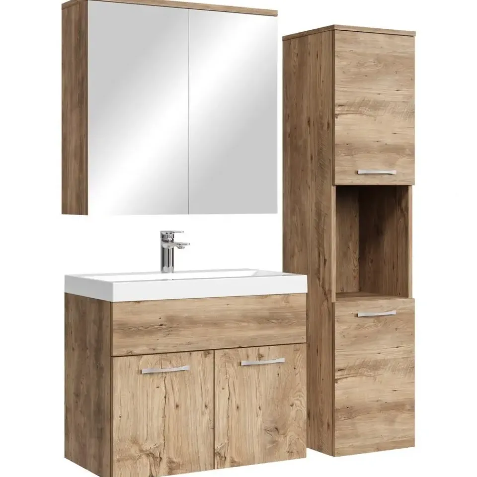 Badplaats Badkamermeubel Set Montreal 60 cm - Kastanje Eiken - Badmeubel met Clearance