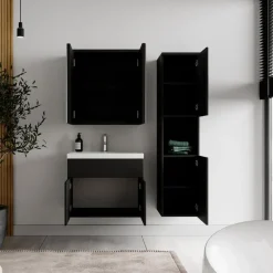 Badplaats Badkamermeubel Set Montreal 60 cm- Zwart Mat - Badmeubel met Best