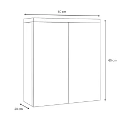 Badplaats Spiegelkast Toledo 60 x 20 x 60 cm - Kastanje Eiken - Badkamerkast Outlet