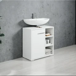 Badplaats Wastafel Onderkast Neptunus 60 x 28 x 60 cm - Wit - Badkamerkast –