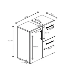 Badplaats Wastafel Onderkast Mars 60 x 30 x 60 cm - Donker Grijs - Badkamerkast Discount