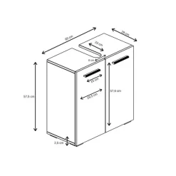 Badplaats Wastafel Onderkast Jupiter 60 x 30 x 60 cm - Beton grijs met wit - Hot