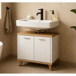 Badplaats Wastafel Onderkast Colima 60 x 28 x 54 cm - Eiken met Wit Sale