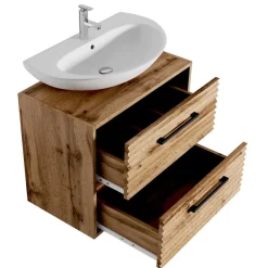 Badplaats Wastafel Onderkast Etna 60 x cm 35 cm x 50 cm - Eiken - Badkamerkast – Discount